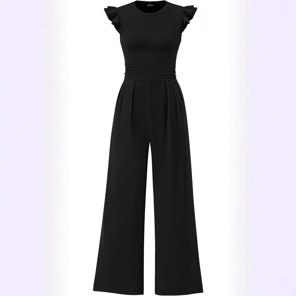 Damen eleganter Jumpsuit mit Puffärmeln und weitem Bein R&B