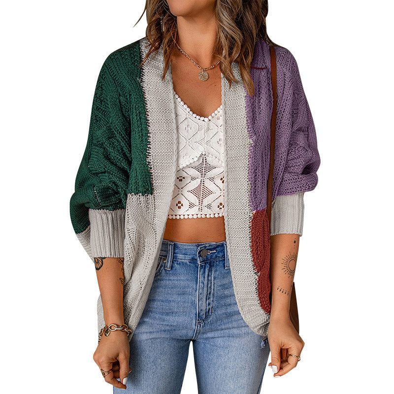 Damen Grobstrickjacke mit buntem Muster und lässiger Passform R&B