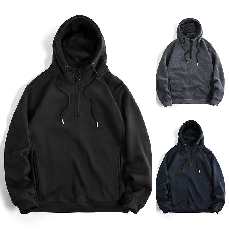 Damen Modischer Kapuzenpullover mit halbem Reißverschluss und weichem Innenfutter R&B