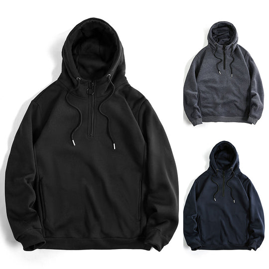 Damen Modischer Kapuzenpullover mit halbem Reißverschluss und weichem Innenfutter R&B