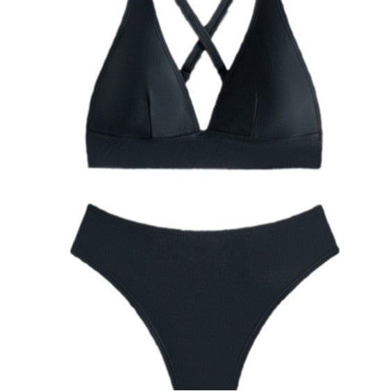 Damen Hochgeschnittener Bikini mit tiefem V-Ausschnitt und sportlichem Design R&B