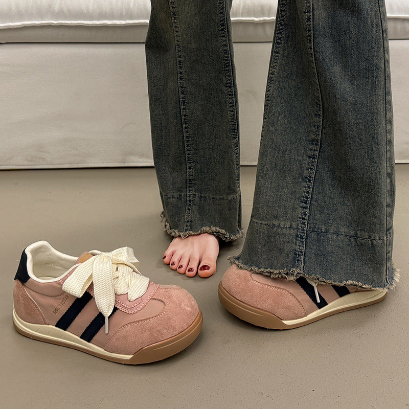 Damen Bequeme Sneakers mit elastischen Schnürsenkeln und dämpfender Sohle