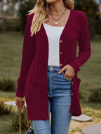 Damen Langstrickjacke mit strukturiertem Obermaterial und praktischen Taschen R&B
