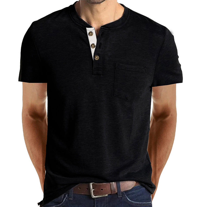 Herren T-Shirt mit strukturiertem Kragen und Brusttasche R&B