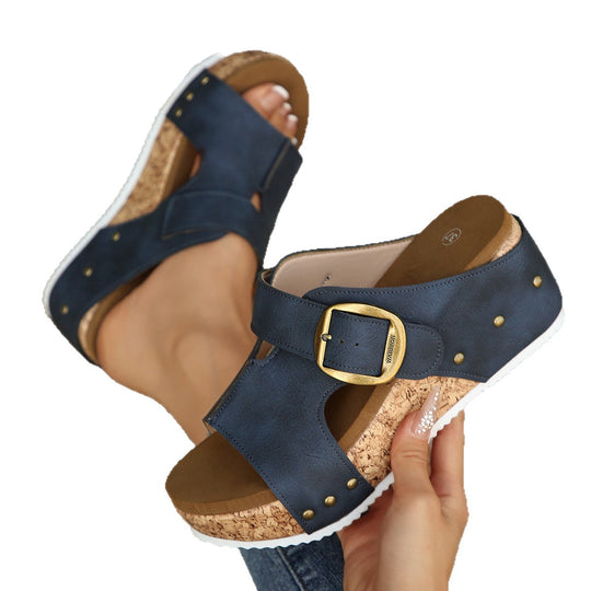 Damen Wedge-Sandalen mit modischem Riemendesign und anatomischem Fußbett R&B