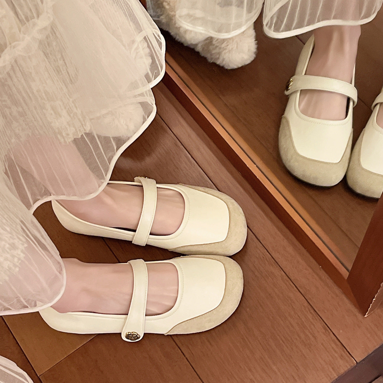 Damen elegante Ballerinas mit dekorativem Riemchen und hochwertiger Sohle EB