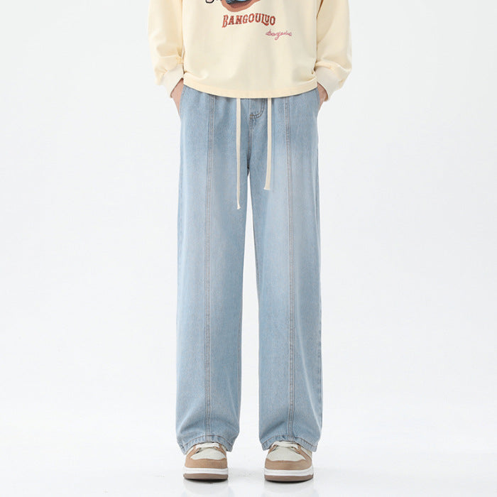 Damen weite Denim-Hose mit verstellbarem Bund und modernem Schnitt R&B
