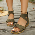 Damen Sandalen mit geflochtenen Riemen und elastischem Fersenbereich R&B