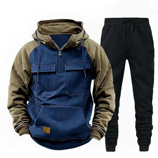 Herren funktionale Kapuzenjacke mit Reißverschluss und Jogginghose R&B