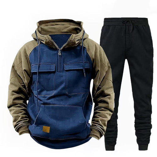 Herren funktionale Kapuzenjacke mit Reißverschluss und Jogginghose R&B
