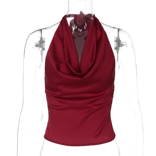 Damen Elegantes O-Back Top mit bindender Kapuze R&B