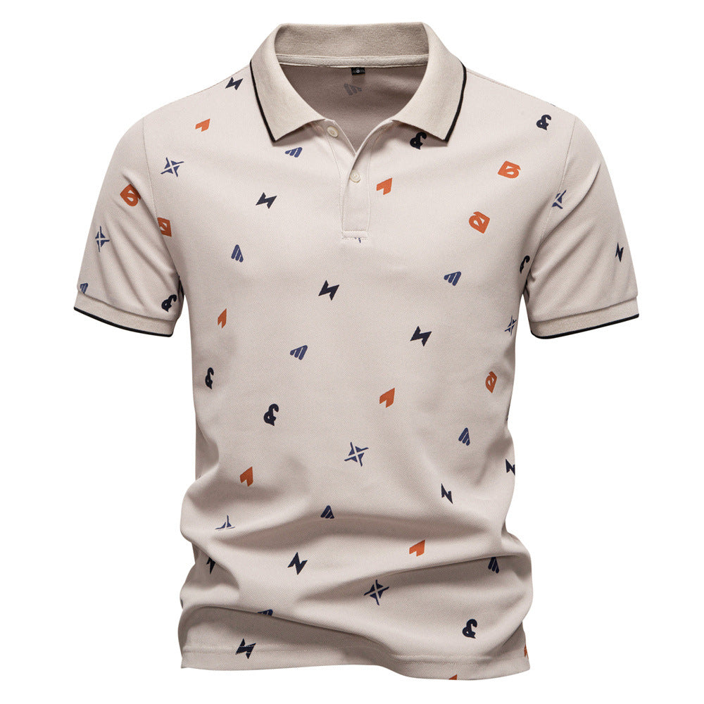 Herren Kurzarm Poloshirt mit hochwertigem Allover-Muster R&B
