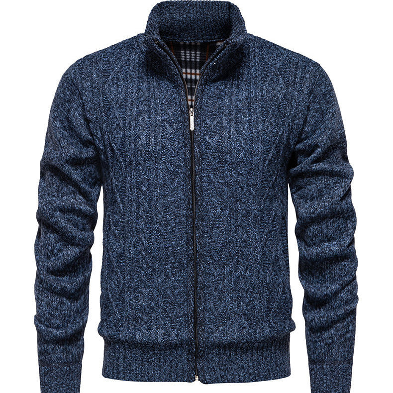 Herren Strickjacke mit hohem Kragen und Reißverschluss R&B
