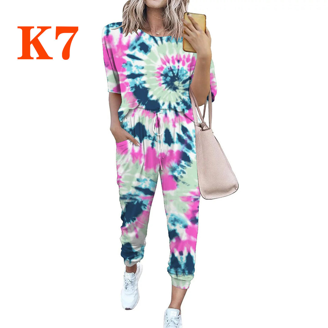 Damen Leichter Freizeit-Jumpsuit mit einem auffälligen Batik-Muster und praktischen Taschen R&B