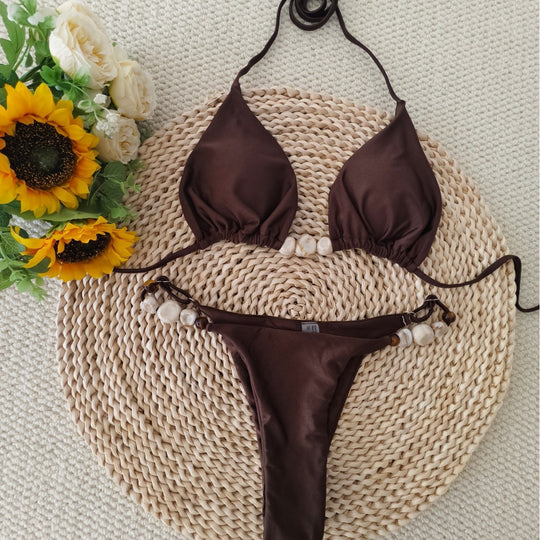 Damen Triangel-Bikini mit raffiniertem Knoten-Detail und verstelbaren Trägern R&B