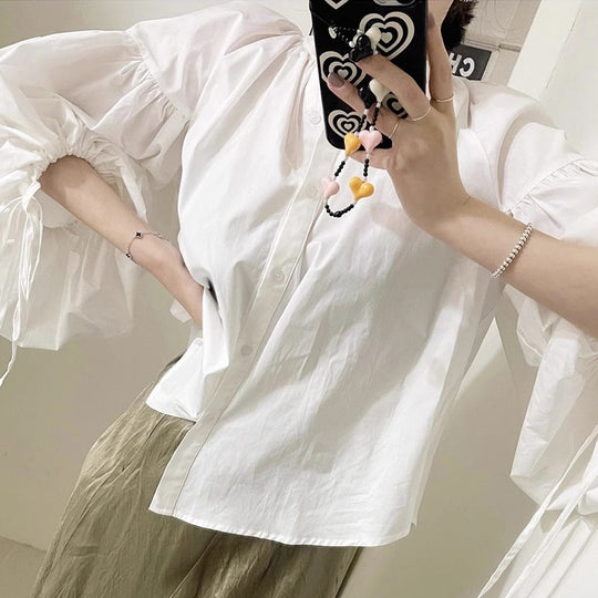 Damen Statement Puffärmel Bluse R&B