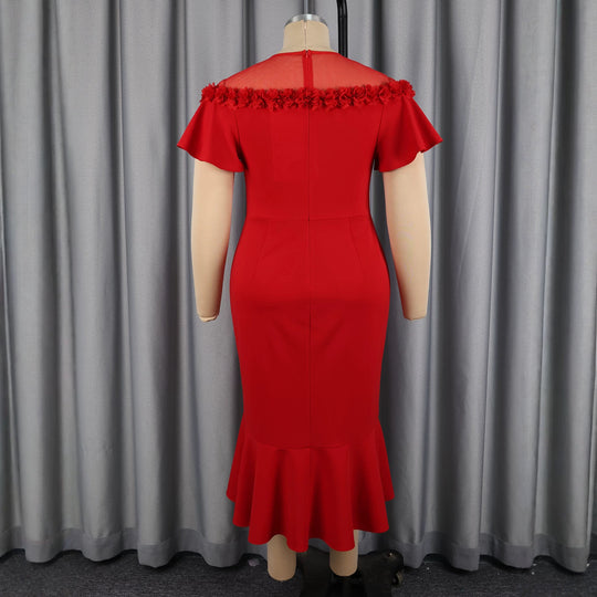 Damen Elegantes Kleid mit floralem Akzent und schwingendem Saum R&B