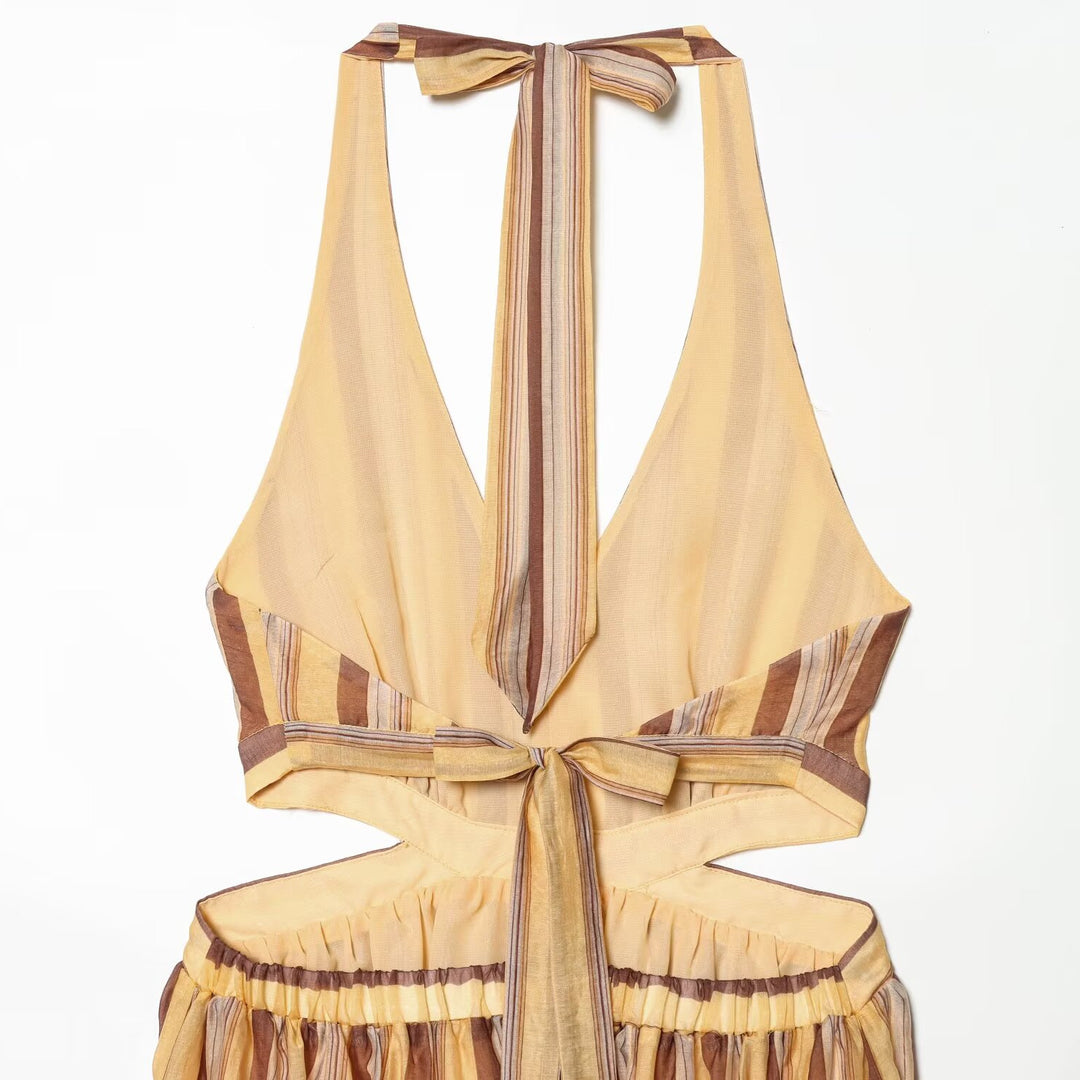 Damen Midikleid mit trendigen Cut-Outs und aufregendem Streifenmuster R&B