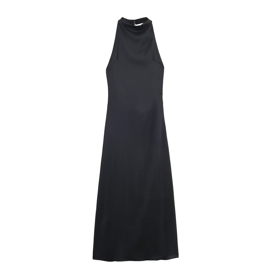 Damen Maxikleid mit hochgeschnittenem Kragen und eleganter Silhouette R&B