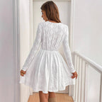 Damen Kleid mit romantischem Häkelmuster und eleganter Passform R&B