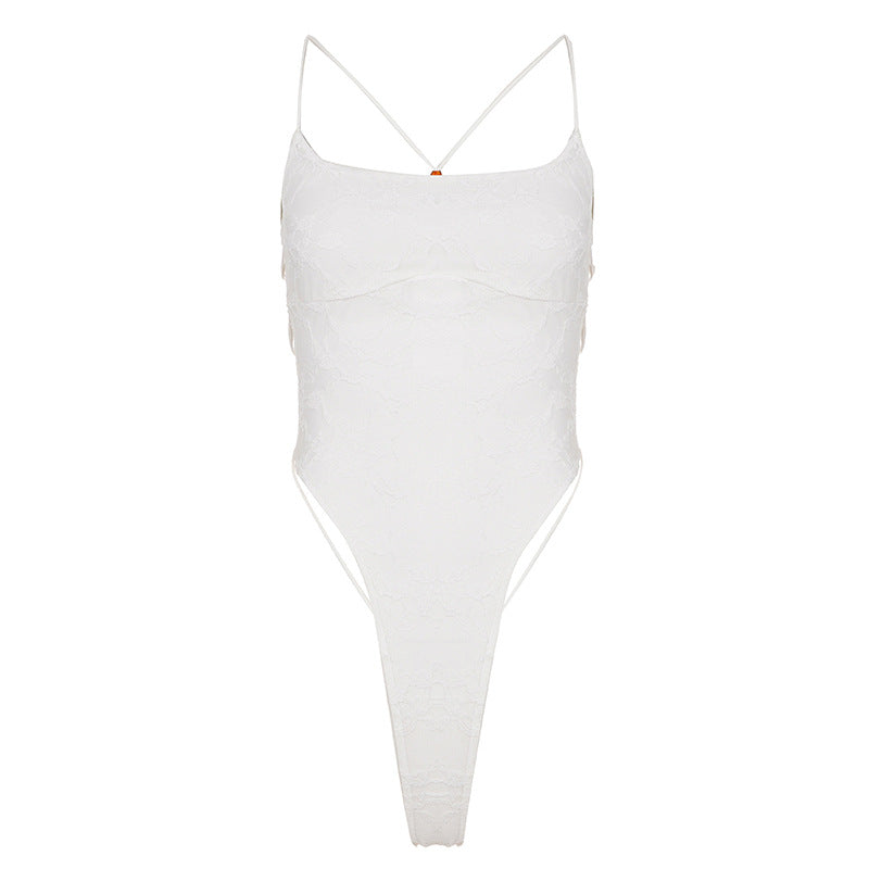 Damen Eleganter Body mit Spitzenmuster R&B