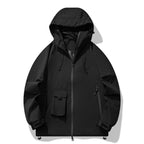 Herren technische Outdoor-Jacke mit wasserabweisendem Material und verstellbarem Kapuzendesign R&B