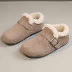 Damen warme Clogs mit kuscheligem Innenfutter und modischem Schnallenverschluss R&B