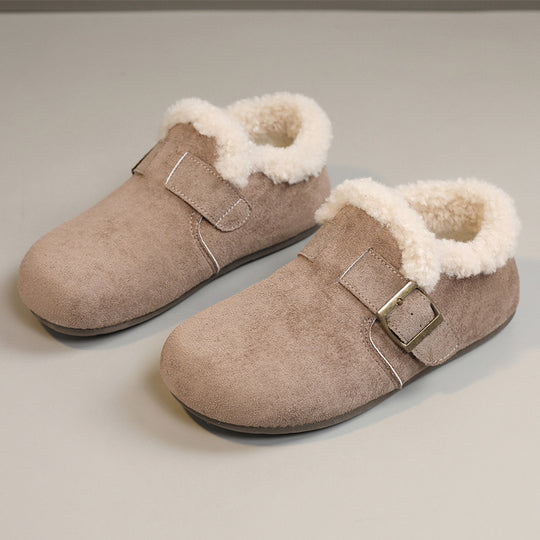 Damen warme Clogs mit kuscheligem Innenfutter und modischem Schnallenverschluss R&B