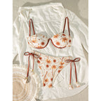 Damen Push-Up Bikini-Set mit verstellbaren Trägern und trendigem Palmenmuster