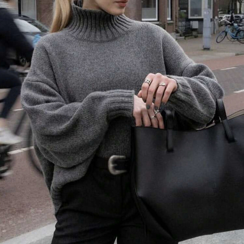 Damen Hochwertiger Rollkragenpullover mit lässigem Oversized-Schnitt