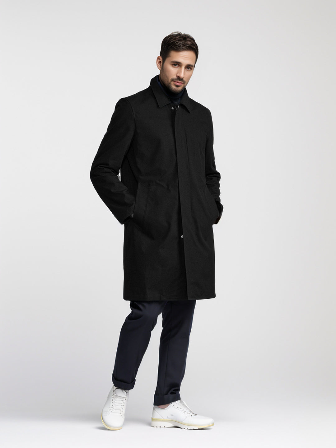 Herren eleganter Übergangsmantel mit praktischen Taschen und modernem Kragen R&B