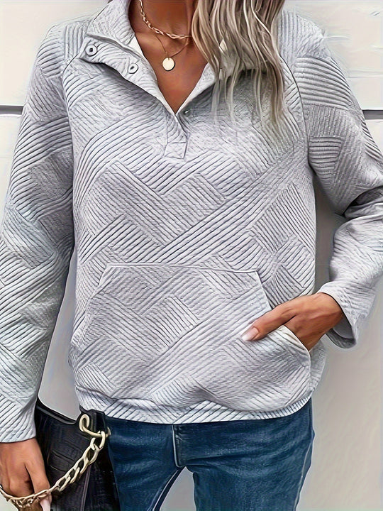 Damen Pullover mit strukturiertem Design und zwei praktischen Taschen R&B