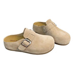 Damen Bequeme Wildleder-Clogs mit verstellbarem Riemen und ergonomischem Fußbett R&B
