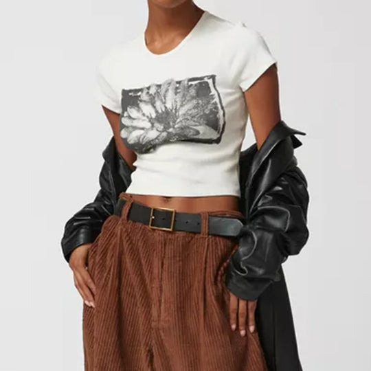 Damen Crop-Top mit floralem Druckdesign R&B