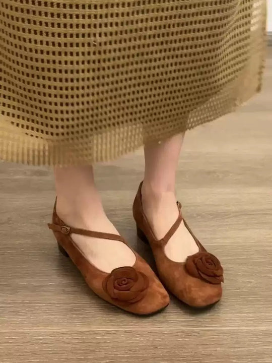 Damen elegante Ballerinas mit floralem Akzent und komfortablem Fußbett R&B