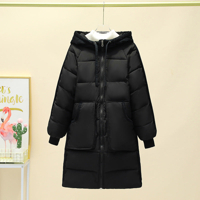 Damen Langer isolierter Pufferparka mit abnehmbarer Kapuze und großen Taschen R&B
