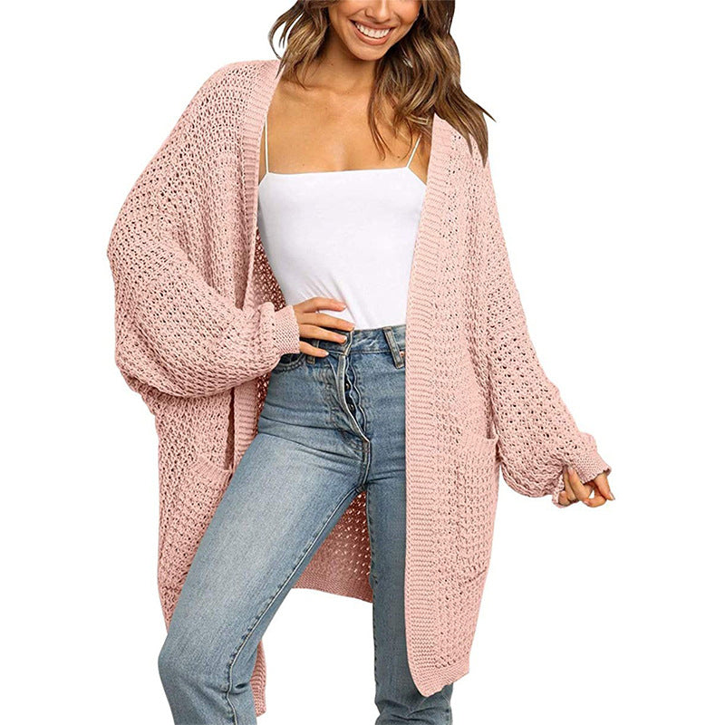Damen Grobstrick Cardigan mit offenen Fronten und praktischen Taschen