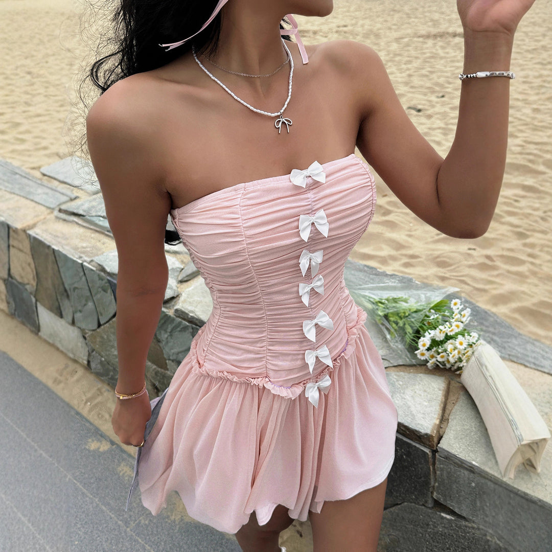 Damen romantisches Corsage-Kleid mit bezaubernden Rüschendetails R&B