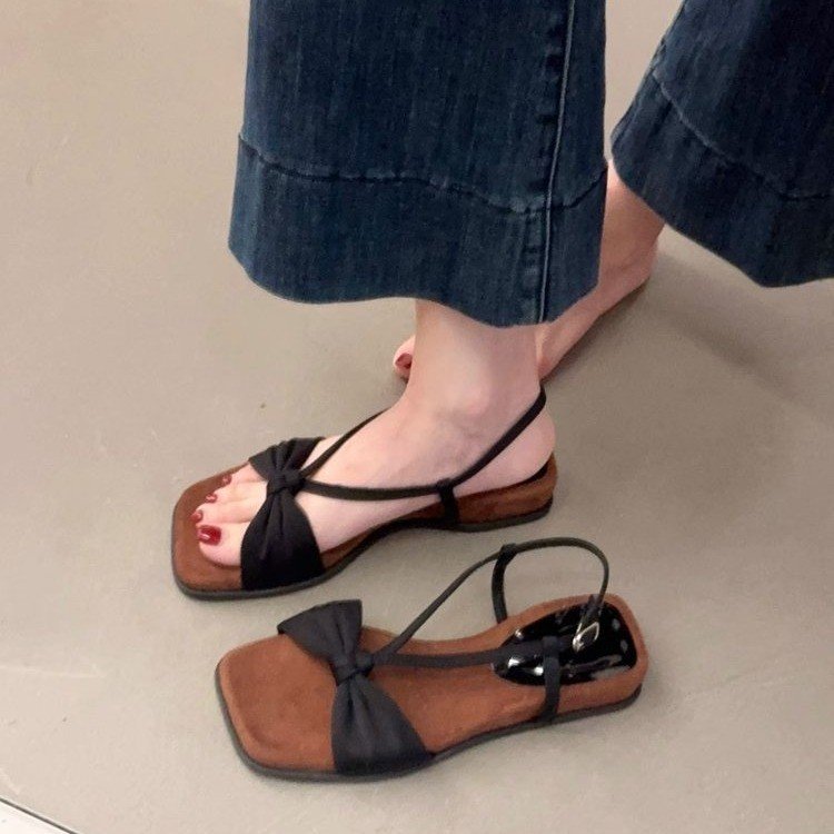 Damen elegante Sandalen mit dekorativem Schleifendetail und rutschfester Sohle R&B