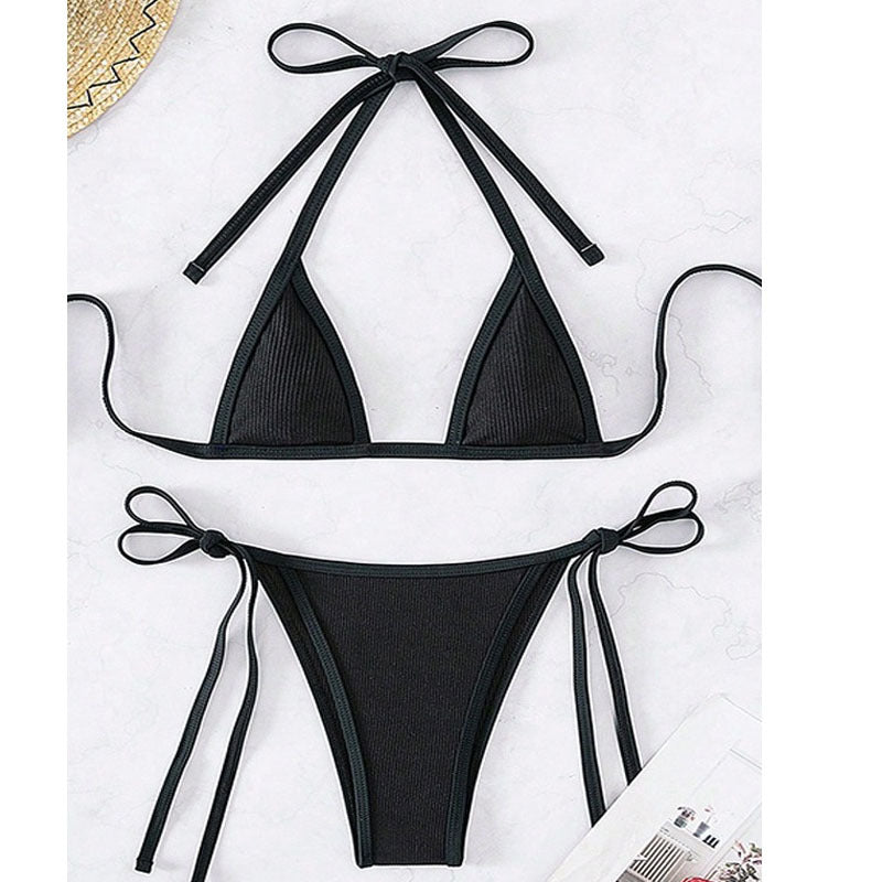 Damen Triangel-Bikini mit verstellbaren Schnüren