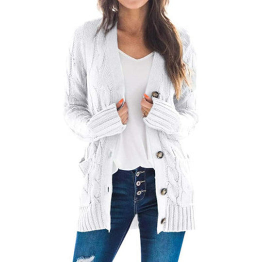 Damen Grobstrickjacke mit eleganten Knopfdetails und lässigem Schnitt R&B