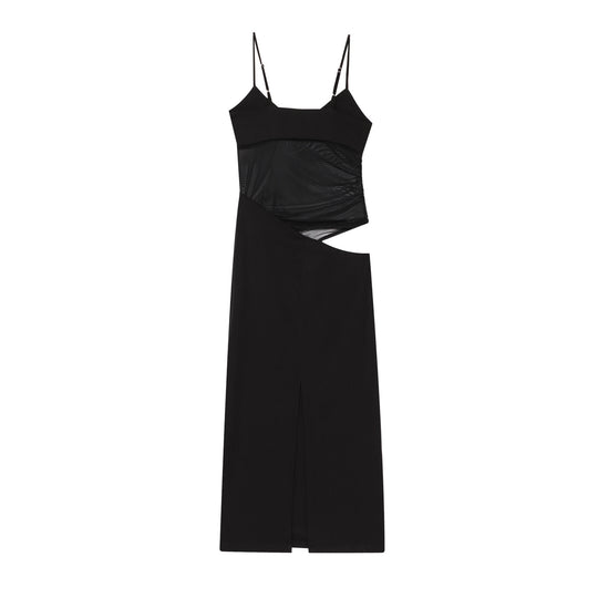 Damen Maxikleid mit raffiniertem asymmetrischen Design und eleganten Spaghetti-Trägern R&B