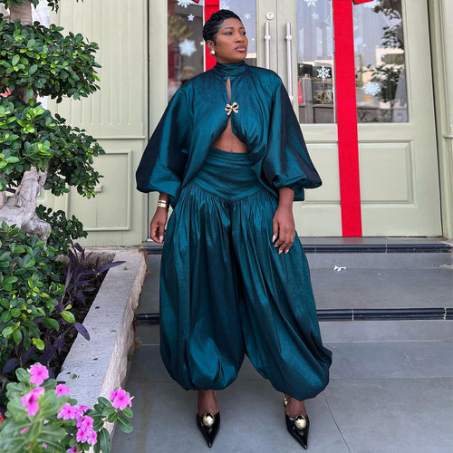Damen Elegantes Ensemble mit Volant und weit geschnittenem Oberteil R&B