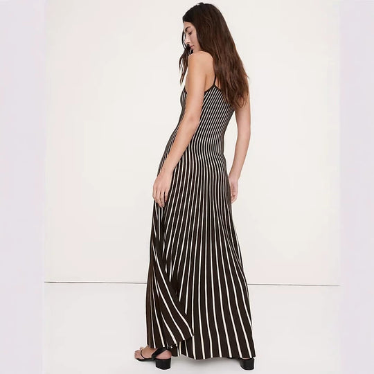 Damen nan elegantes Maxikleid im Unterkleid-Stil mit Spaghettiträgern, tailliertem Schnitt und weitem Saum R&B