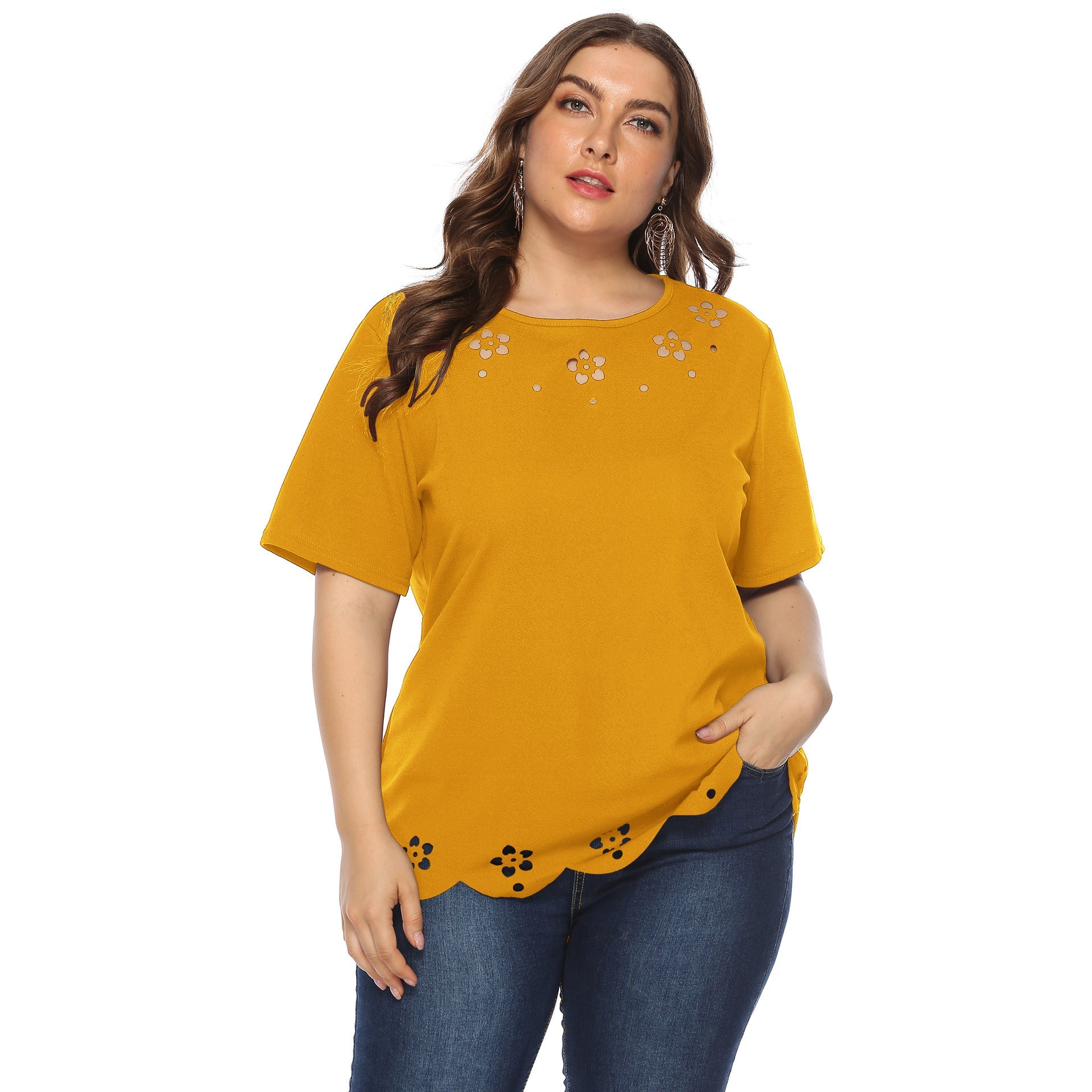 Damen elegantes Oberteil mit dekorativen Blumenstickereien R&B