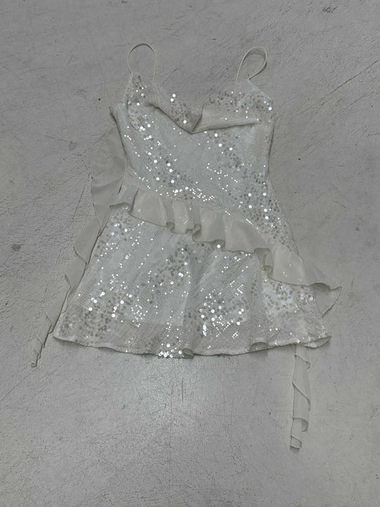 Damen Glitzerndes Partykleid mit Rüschendetails R&B
