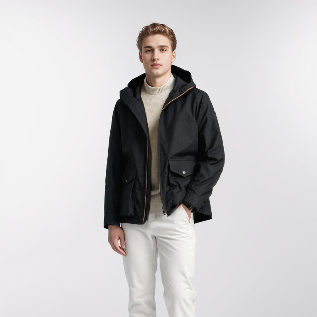 Herren strapazierfähige Multifunktionsjacke mit verstellbarem Kapuzenkragen und großzügigen Taschen R&B