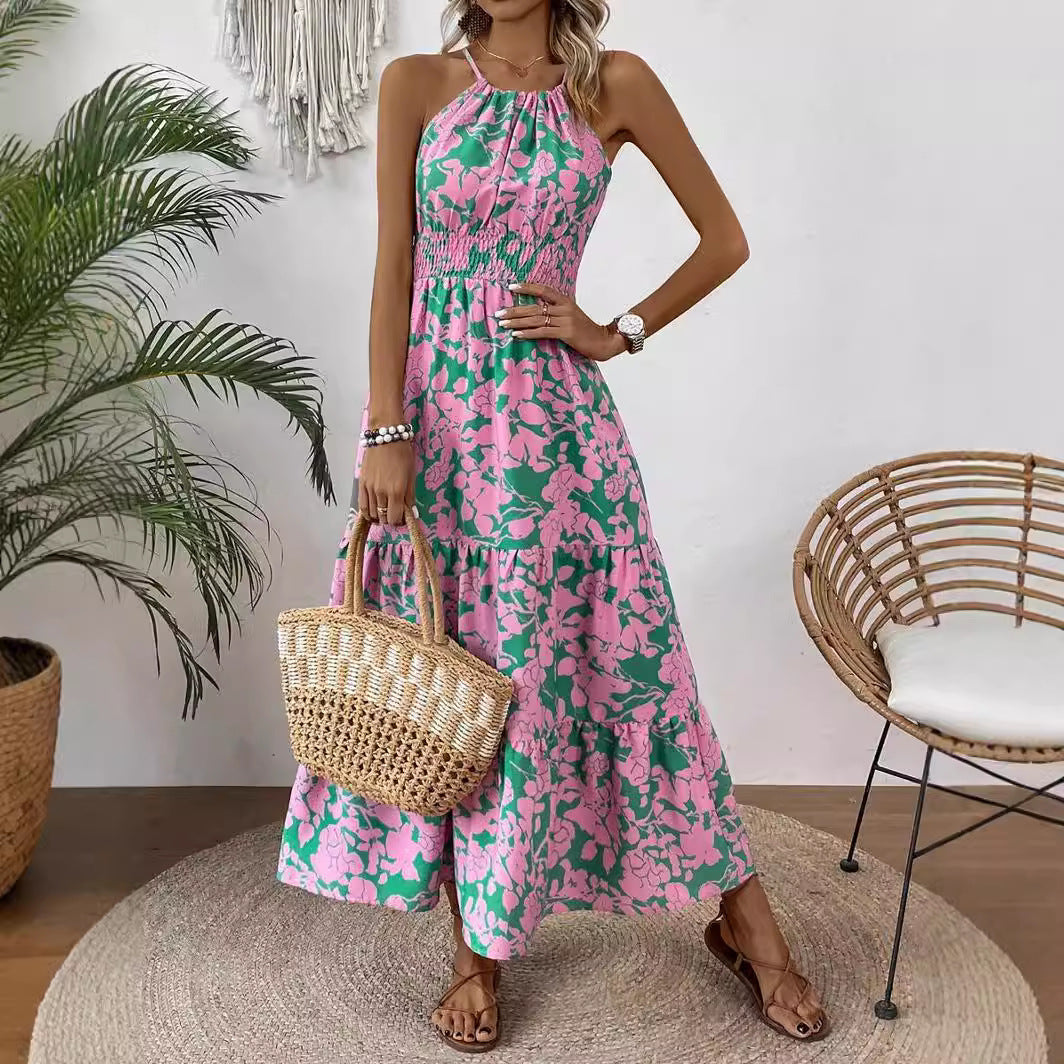 Damen Maxikleid mit floralem Muster und elastischem Tailleneinsatz R&B