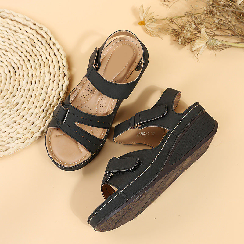 Damen Wedge-Sandalen mit anatomisch geformtem Fußbett und verstellbarem Riemen R&B