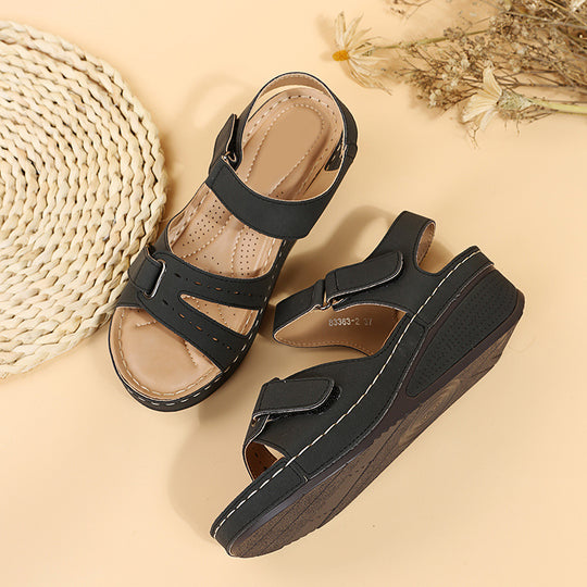 Damen Wedge-Sandalen mit anatomisch geformtem Fußbett und verstellbarem Riemen R&B